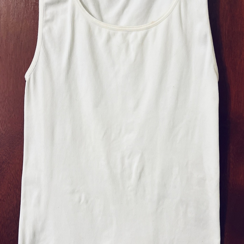 Bali Women's White Ribbed Stretch Tank Top